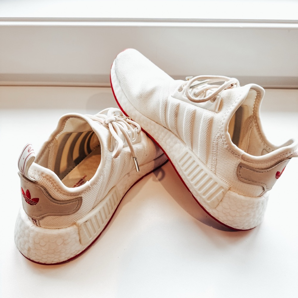 Adidas White and Red NMD Sneakers
